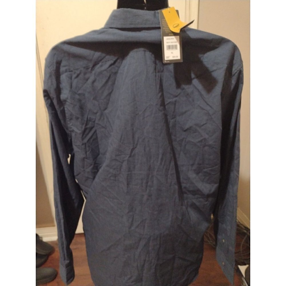NWT New Men's Lee Easy Care Soft Handfeel Long Sleeve Button Shirt XL Blue - Picture 4 of 12